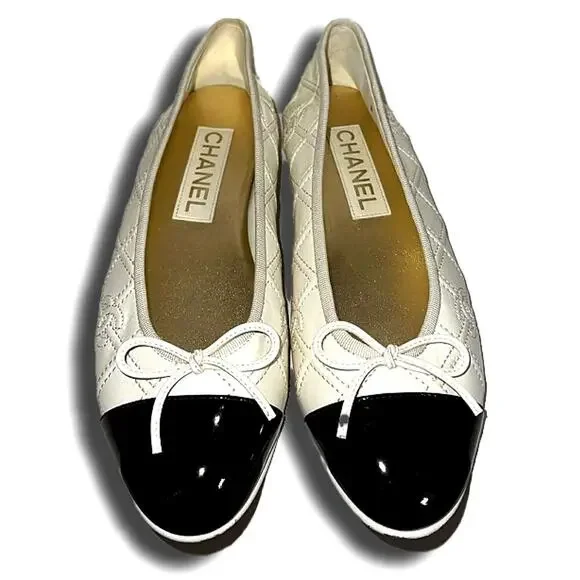 Chanel Off-White Black Toe Ballet Flat - Picture 6 of 9